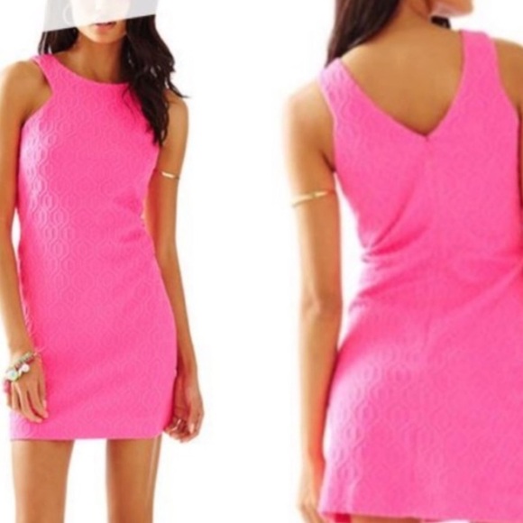 Lilly Pulitzer metallic print Pink Shift Dress Sleeveless size XS - Picture 2 of 9